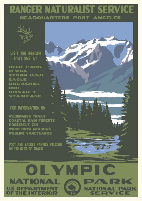 rv National Park Hike Art river 3x4 inch Vintage OLYMPIC National Park Sticker 